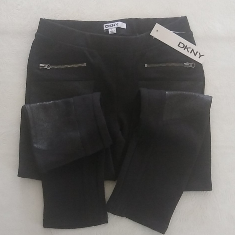 DKNY girls black leggings size 12 NWT